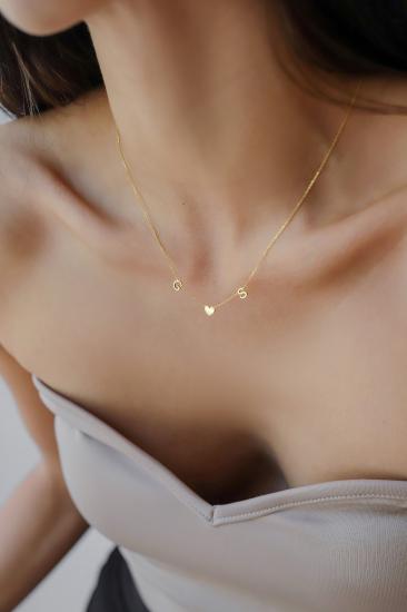 Kişiye Özel İki Harfli Kalpli 925 Ayar Gümüş Aşk Kolyesi